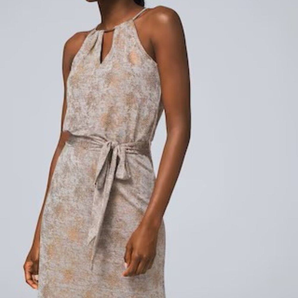 NWT WHBM Jersey Dress Gold Bronze Foil Snake